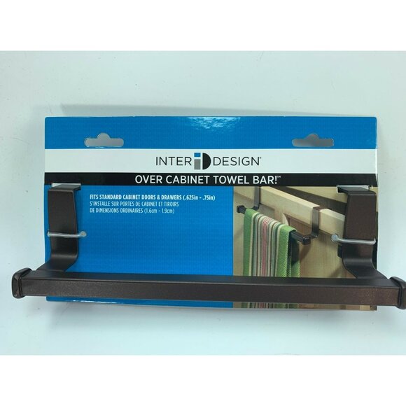 InterDesign Marcel Over the Cabinet Kitchen Dish Towel Bar Holder Bronze 32169 - Picture 2 of 3